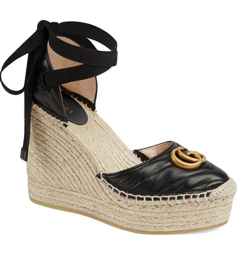 gucci palmyra ankle tie espadrille wedge|Gucci Heeled Wedges .